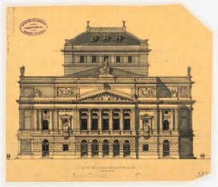 Theater-Entwürfe: Schauspielhaus: Vorderansicht 1:200