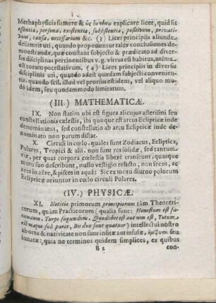 (III.) Mathematicæ.