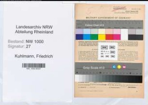 Entnazifizierung Friedrich Kuhlmann, geb. 14.01.1898 (Kaufm.Angest.)