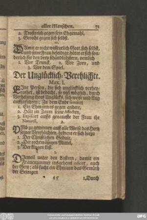 Der Unglücklich-Verehlichte.
