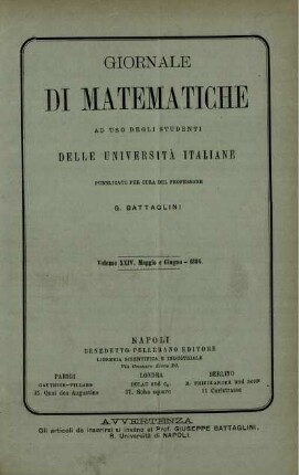 Volume XXIV. Maggio e Giugno - 1886.