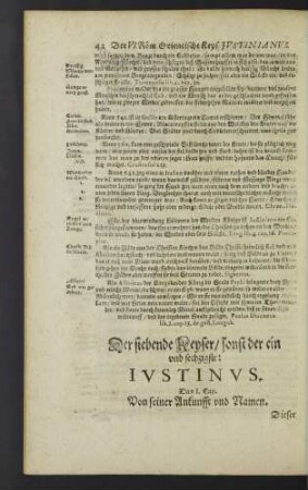 Der siebende Keyser/ sonst der ein und sechzigste: Iustinus.