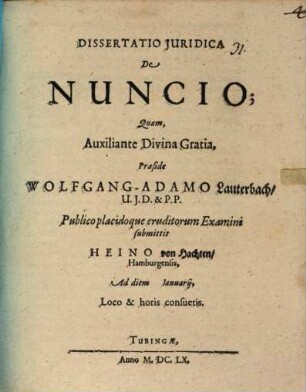 Dissertatio Iuridica De Nuncio