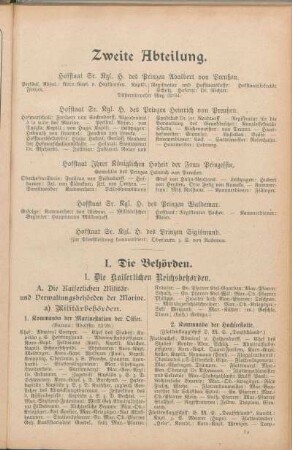 1. Die kaiserlichen Reichsbehörden.