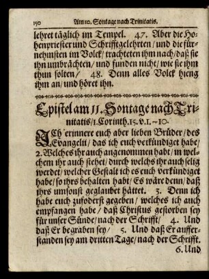 Epistel am 11. Sontage nach Trinitatis/ ...