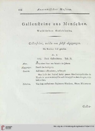 Gallensteine aus Menschen. Weibliches Geschlecht