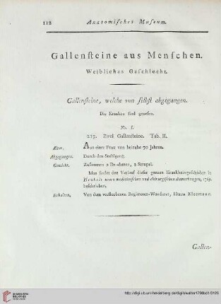 Gallensteine aus Menschen. Weibliches Geschlecht