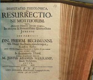 Disp. theol. de resurrectione mortuorum