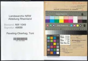Entnazifizierung Toni Peveling-Oberhag , geb. 06.02.1897 (Schulleiterin)