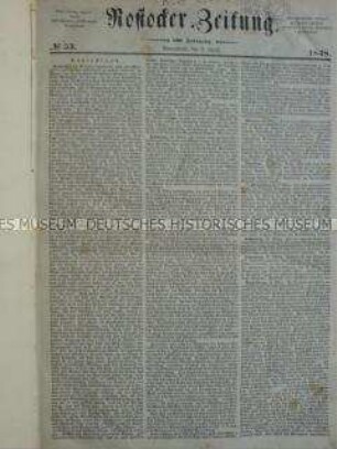 Rostocker Zeitung, Jahrgang 1848