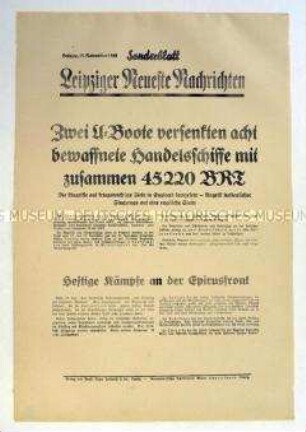 Sonderblatt der "Leipziger Neuesten Nachrichten" zum Seekrieg
