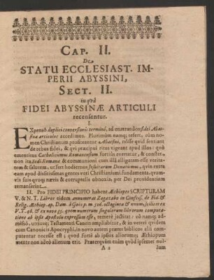 Cap. II. De Statu Ecclesiast. Imperii Abyssini.