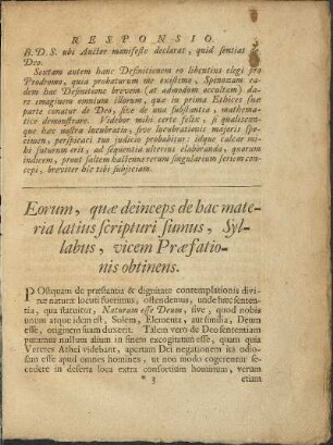 Eorum, quae deinceps de hac materia latius scripturi sumus, Syllabus, vicem Praefationis obtinens.