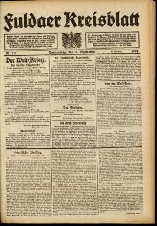 Ausgabe vom Donnerstag, den 19. September 1918.