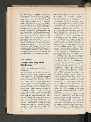 "Wegen Anbauung neuer Schulstuben..."