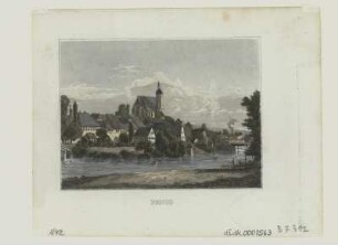 Ansicht von Penig, Lithographie, 1840 : Penig. - [Stuttgart] : [Scheible] , [um 1840]. - 1 Kunstbl. : Stahlst. ; 10 x 7 cm