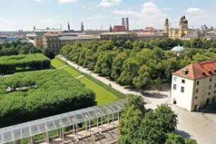 Hansjakob, Gottfried; München, Englischer Garten; Altstadtring, Königinstraße, Hofgarten, Finanzgarten, Englischer Garten, Staatskanzlei, Haus der Kunst, Prinz Carl Palais - Luftbild