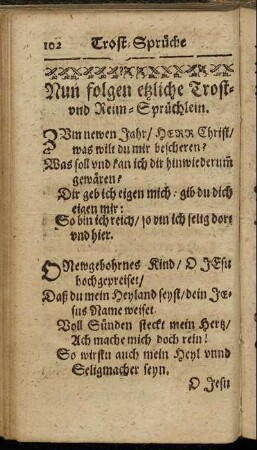 Nun folgen etzliche Trost- und Reim-Sprüchlein.