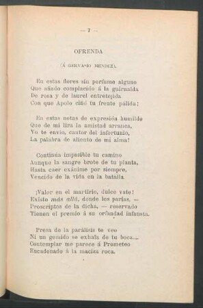 Ofrenda : (A Gervasio Méndez).