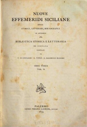Nuove effemeridi siciliane : studi storici, letterari, bibliografici. 2. 1875
