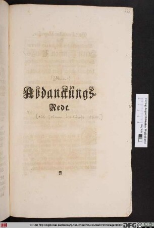 Abdanckungs-Rede