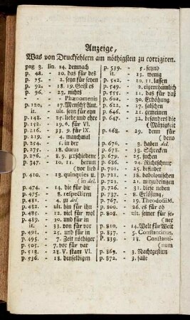 Anzeige, Was von Druckfehlern am nöthigsten zu corrigiren