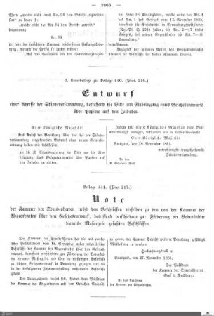 Beilagen zu Protokoll, 217. Sitzung