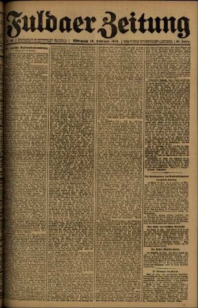 Erste Ausgabe vom Mittwoch, den 19. Februar 1919.