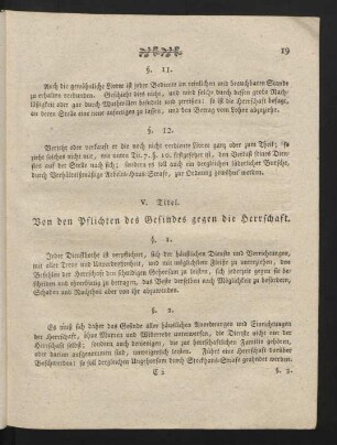 V. Titel. Von den Pflichten des Gesindes gegen die Herrschaft.