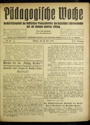 Katholischer Lehrer-Verband des Deutschen Reiches : Aufruf!