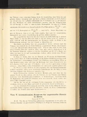 Vom V. internationalen Kongress für angewandte Chemie in Berlin.