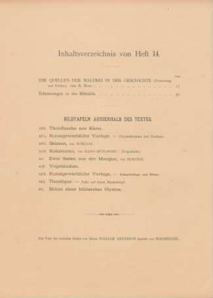 Inhaltsverzeichnis von Heft 14