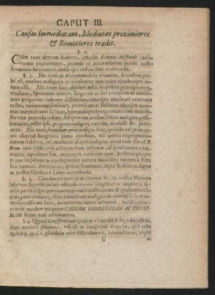 Caput III. Causas Immediatam, Mediatas proximiores & Remotiores tradit.