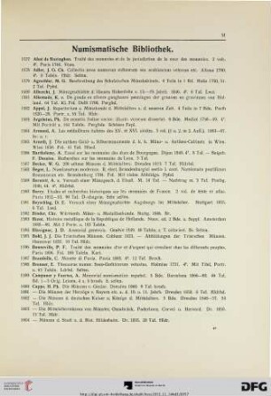Numismatische Bibliothek (Nr. 1577-1733)