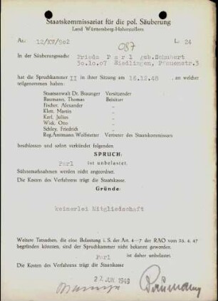 Parl, Frieda, geb. Schubert