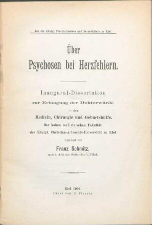 Über Psychosen bei Herzfehlern