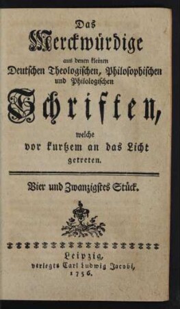 Vier und Zwanzigstes Stück