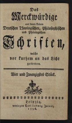 Vier und Zwanzigstes Stück