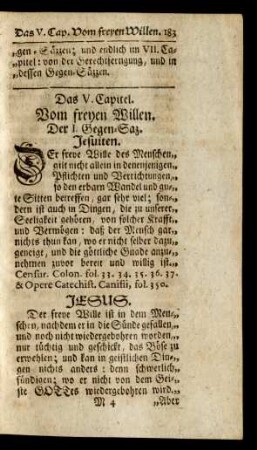 Das V. Capitel. Vom freyen Willen