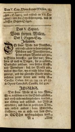 Das V. Capitel. Vom freyen Willen