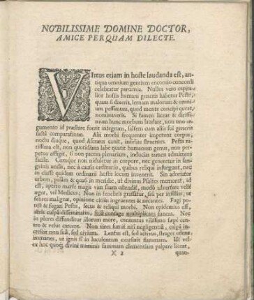 Nobilissime Domine Doctor, Amice Perquam Dilecte.