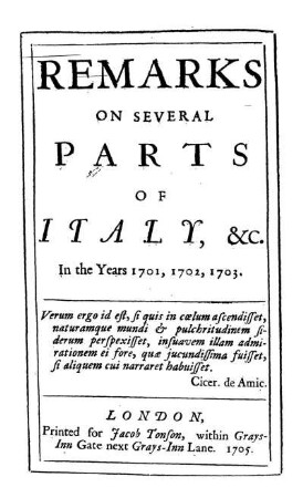 Remarks on several parts of Italy, [et]c.