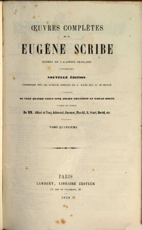Oeuvres complètes de M. Eugène Scribe, 15