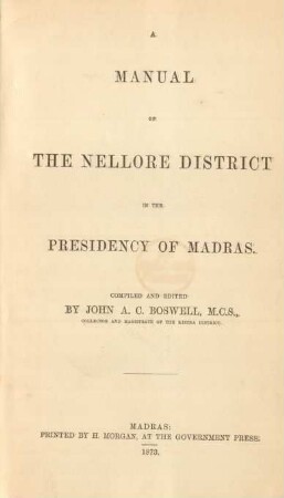 A manual of the Nellore District in the Presidency of Madras