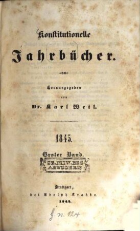 Konstitutionelle Jahrbücher. 1845