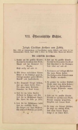 VII. Österreichische Dichter