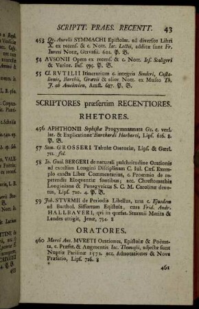 Scriptores præsertim Recentiores. - Inscriptiones.