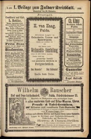 Zweite Ausgabe vom Samstag, den 25. November 1899.