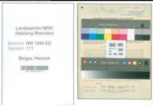 Entnazifizierung Heinrich Berges , geb. 07.08.1904 (Gewerbeoberlehrer)