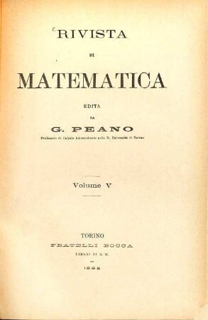 Rivista di matematica. 5. 1895